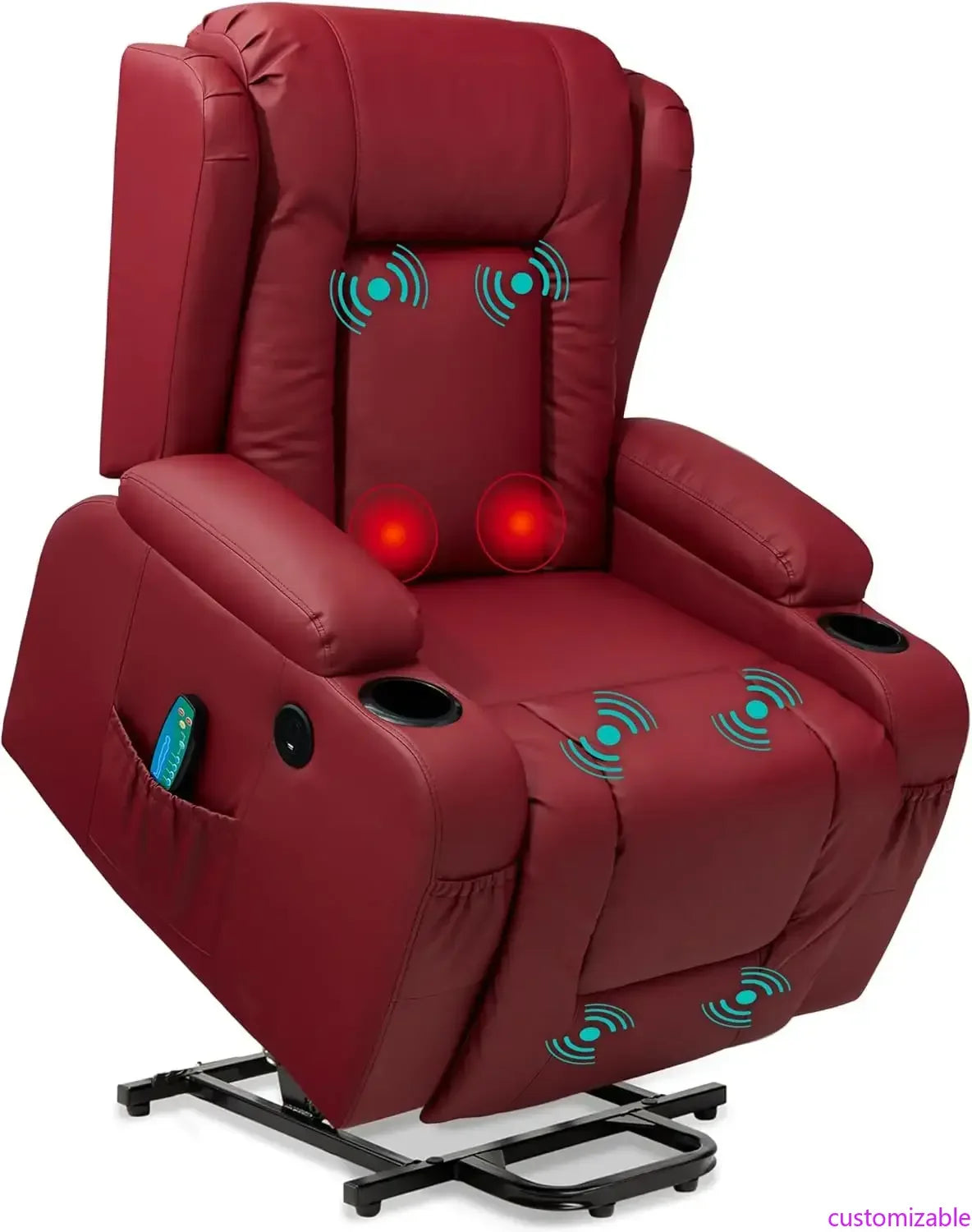 PU Leather Electric Power Lift Chair, Recliner Massage Chair, Adjustable Furniture for Back, Legs w/ 3 Positions, USB Port,