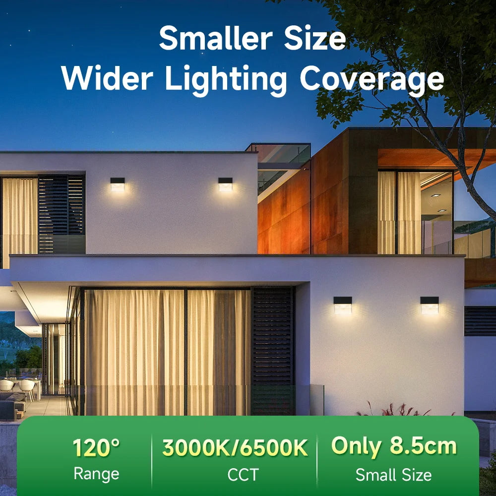 Solar Wall Lamp Outdoor Warm Light Waterproof Up And Down Luminous Lighting Balcony Yard Garden Decoration Lights Exterior Wall