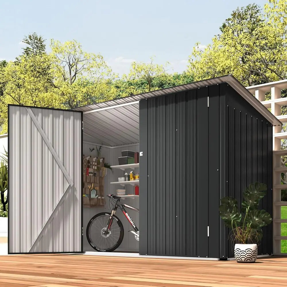 7ft x 3ft Lean-to Shed for Outdoor Bike Storage and Weatherproof Metal Storage Cabinet