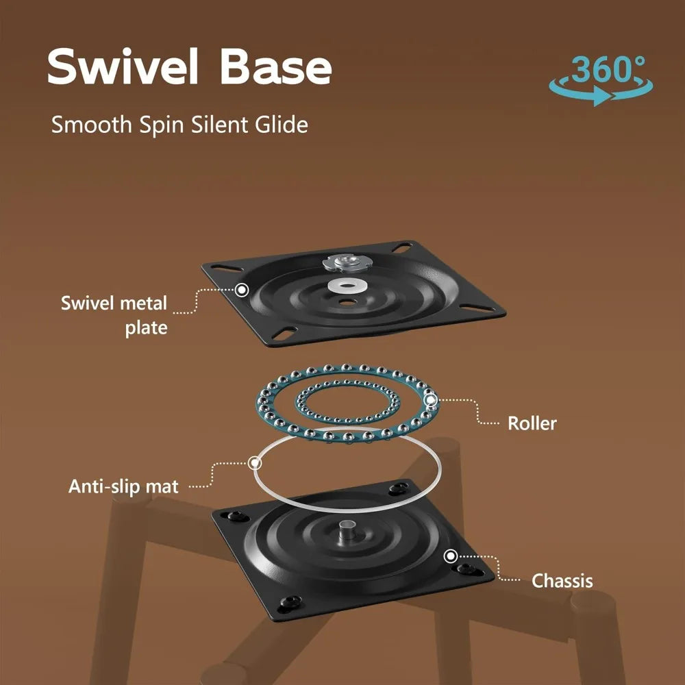 Swivel Counter-Height Bar Stools – Upholstered Leather with Back & Footrest (Set of 4)