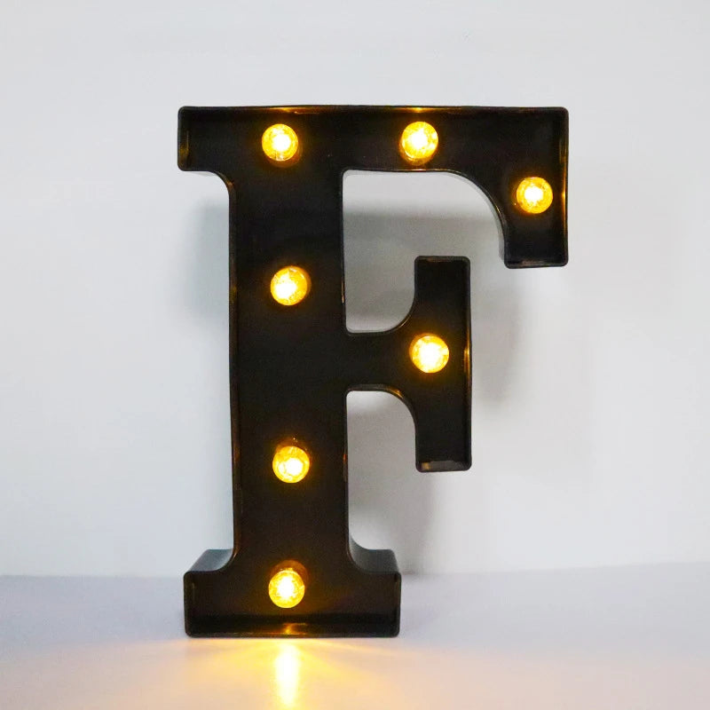 22cm Letters with Led Light Black Alphabet Letter Number Night Light Home Christmas Decoration Birthday Supplies Room Decoration