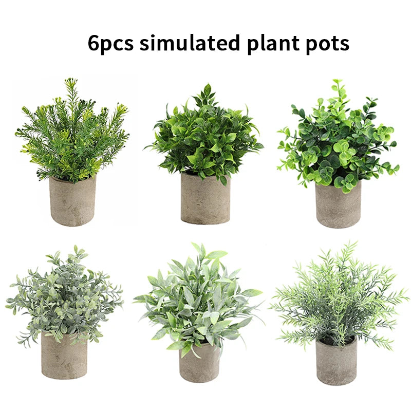 Artificial Plant Potted Eucalyptus Plant Small Fake Flower Bonsai With Pot Mini Plant Desktop Office Home Restaurant Decoration