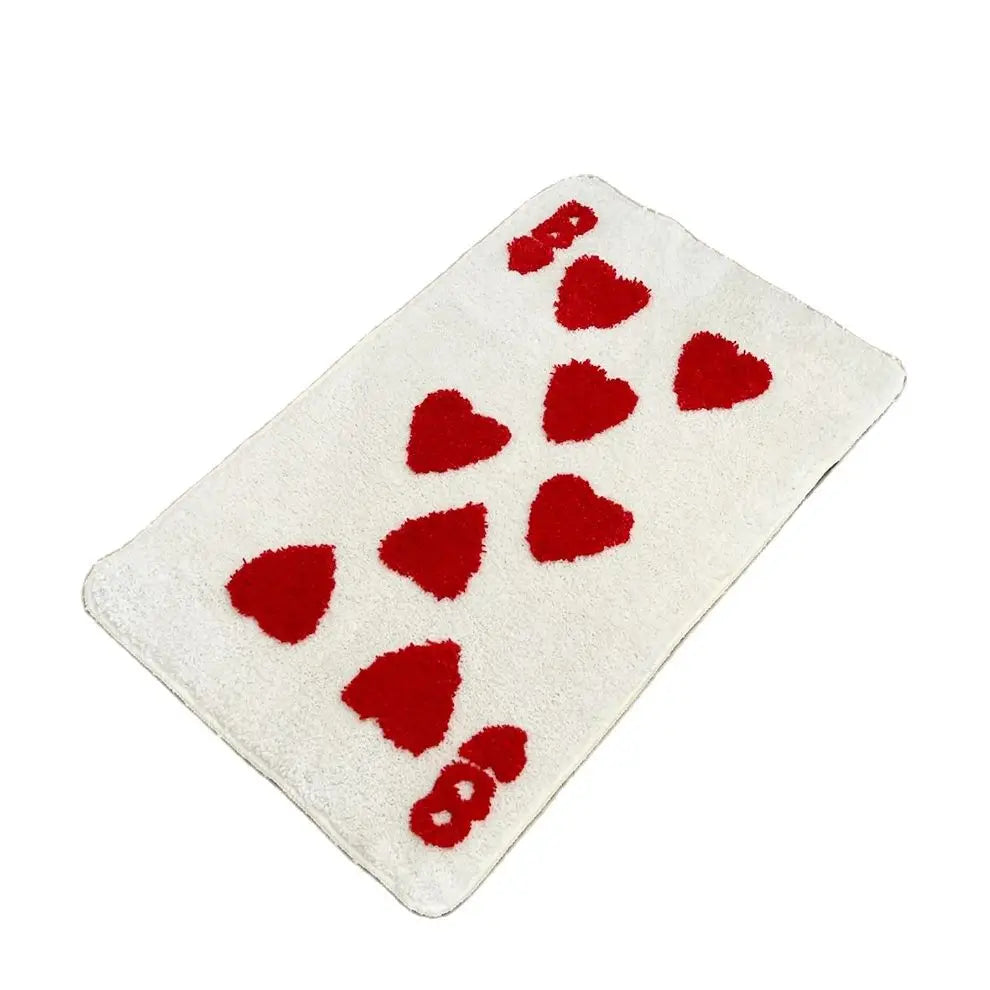 LAKEA 8 of Hearts Poker Cards Flocked Carpet Tufted Plush Carpet Rug Purely Handmade Soft Suitable for Room Decor Fluffy Carpets