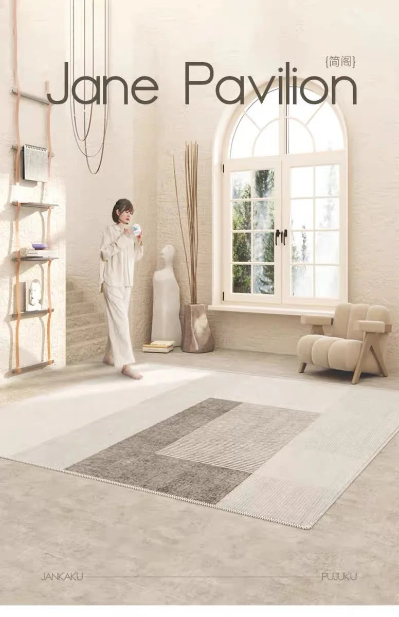 VIKAMA Summer Cool Cream Style Premium Rug Living Room Sofa Bedroom Floor Mat Bedside Rug Stain Resistant Home Decoration