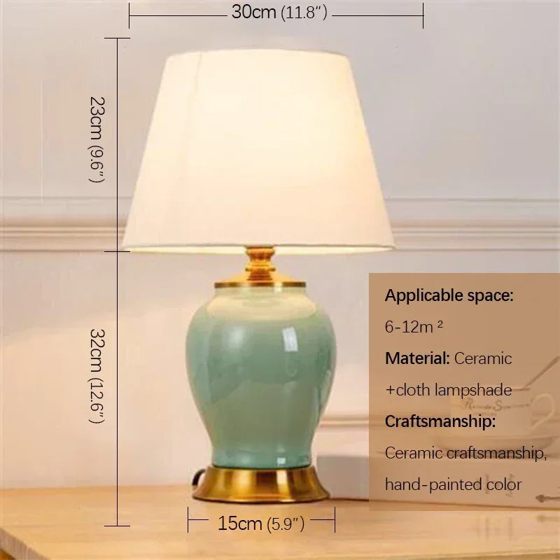 Ceramic Table Lamp LED Luxury Modern Creative Flower Pattern Desk Lights For Home Living Room Bedroom Bedside