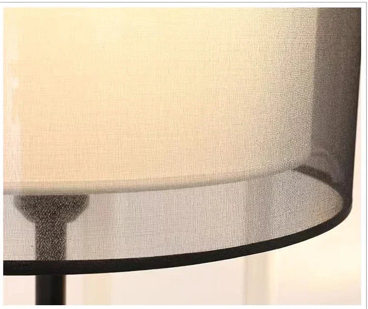 LED Modern Creative Circular White Black Fabric Lampshade Floor Lamp Living Room Bedroom Home Indoor Atmosphere Decoration Light