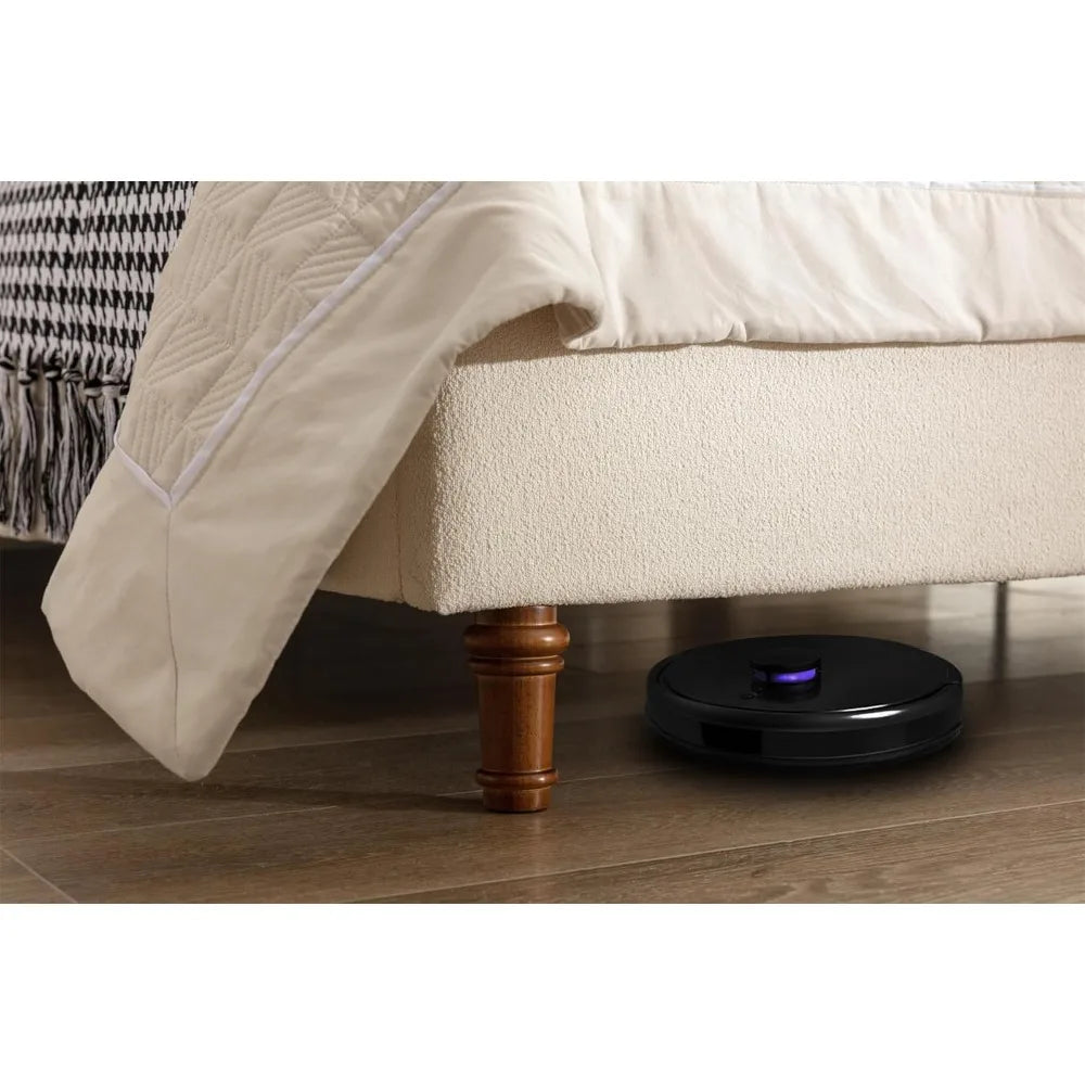 King Bouclé Wingback Bed – 54″ Tall Upholstered Headboard, Ivory Platform Frame