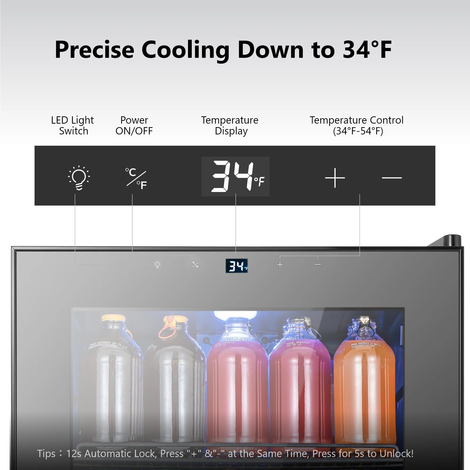 Beverage Refrigerator Cooler - Wine Cabinets, 46/62/88/95/130 L Drink Mini Fridge 34°F-54°F Digital Temperature Control for Home