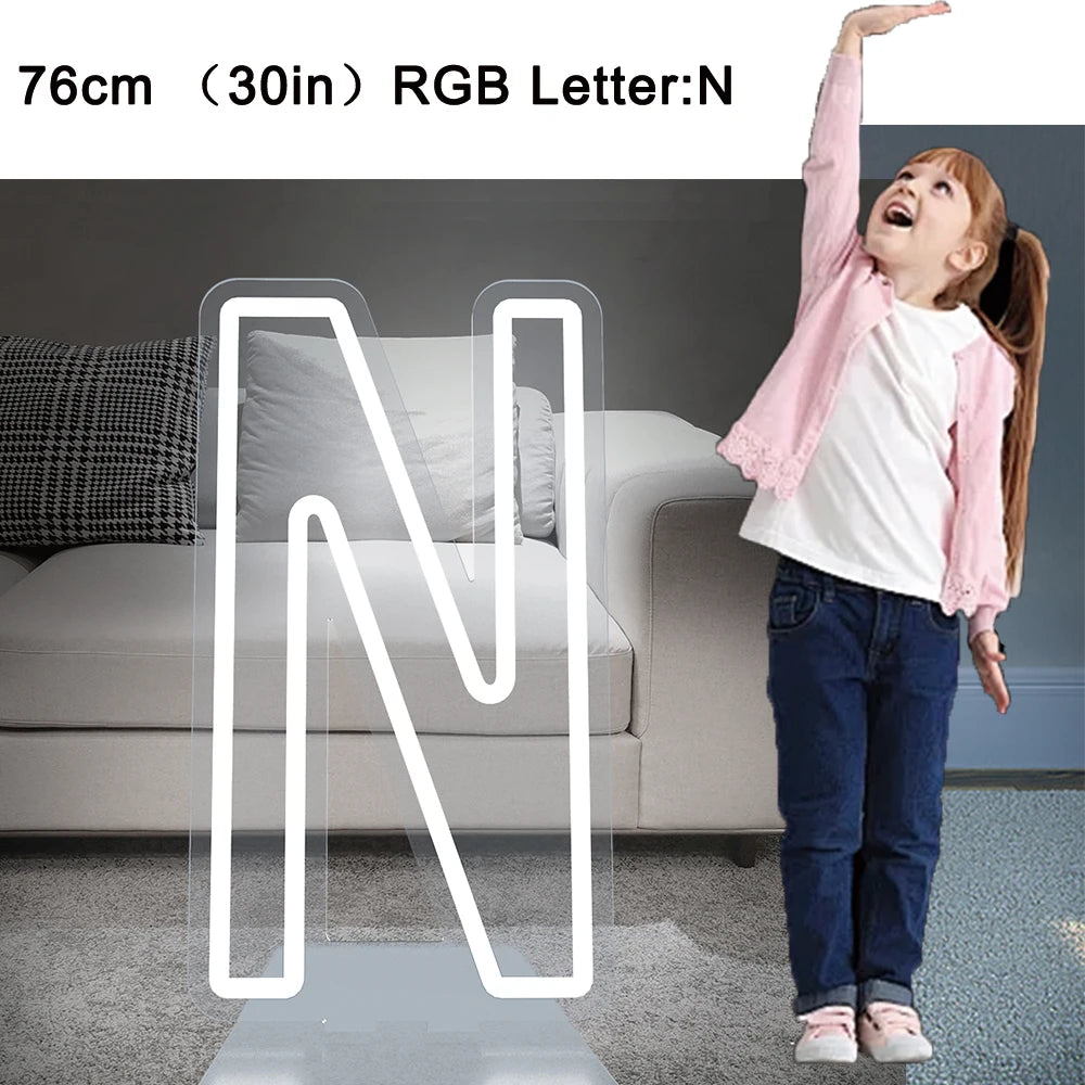 76cm Large Light up Letter Sign 26 Alphabet Stand up Lighting for Wedding Birthday Party Home Bar Decor
