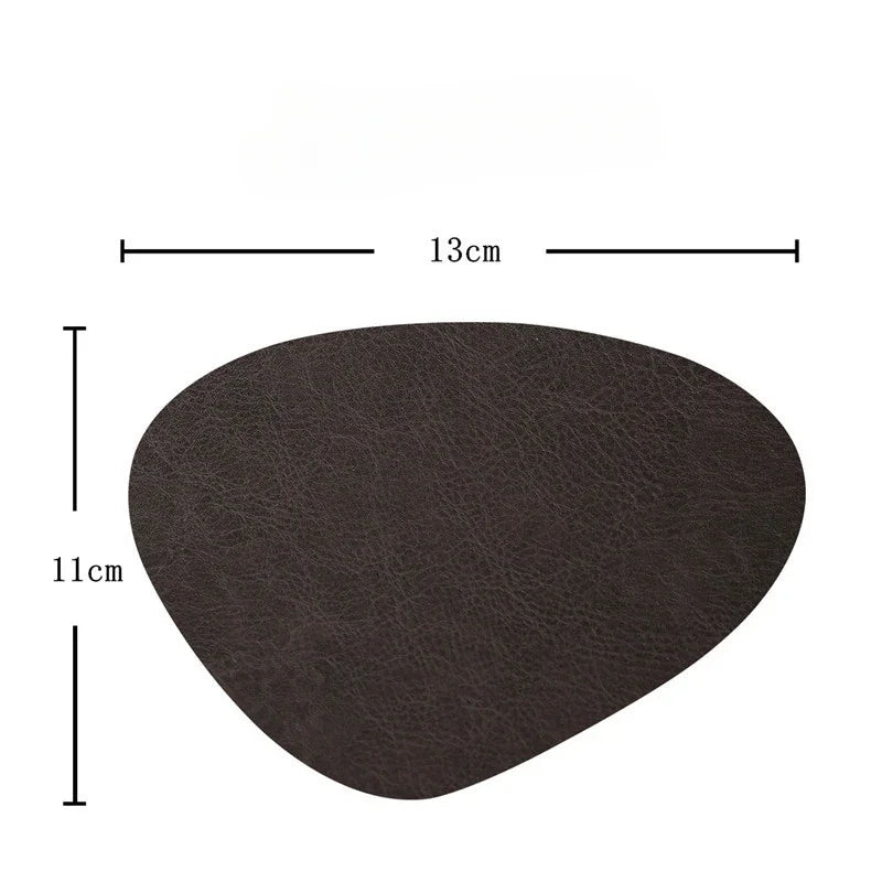 Irregular Shape PU Leather Placemats Set Oil-Proof Waterproof Dual-Sided Place Mats for Kitchen Bistro Tables Bars Coffee Shops