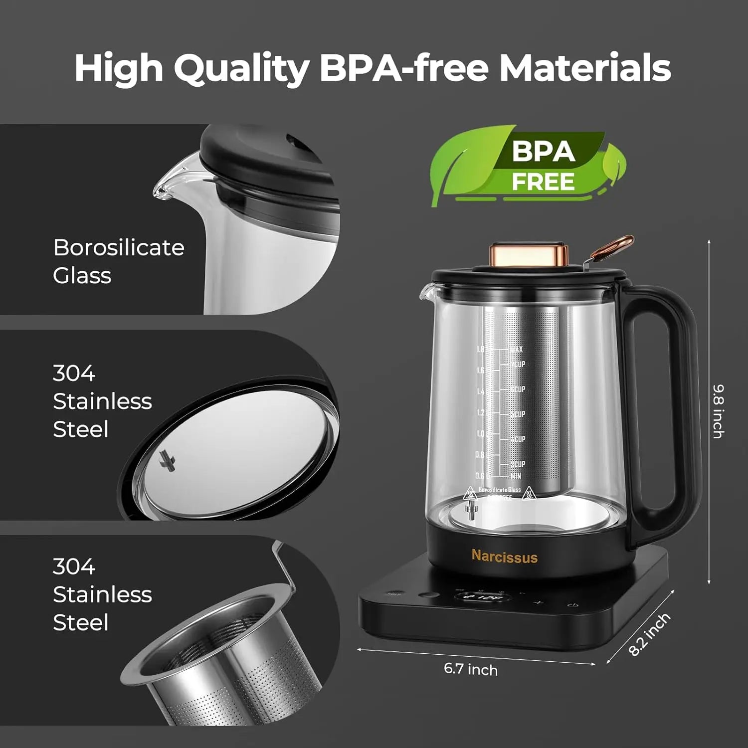 Electric Glass Kettle with Temperature Control – 1.8L