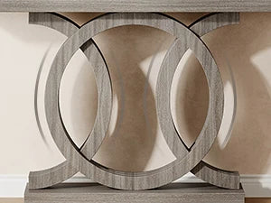 55-Inch Console Table with Geometric Wood Base,Modern Entryway Table with Thick Tabletop for Living Room, Hallway, Foyer (Gray)