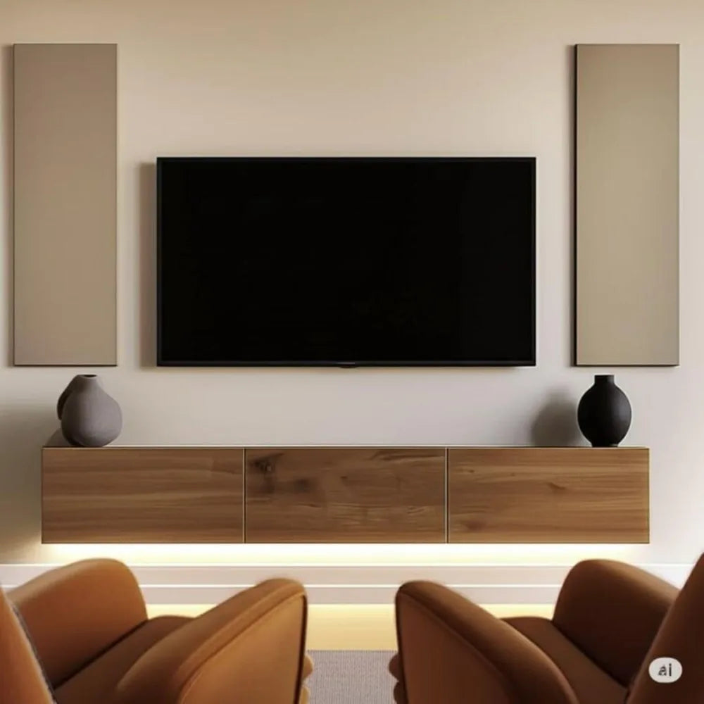 65 Premium Floating TV Wall Mount Entertainment Center with Cable Management and Durable Design
