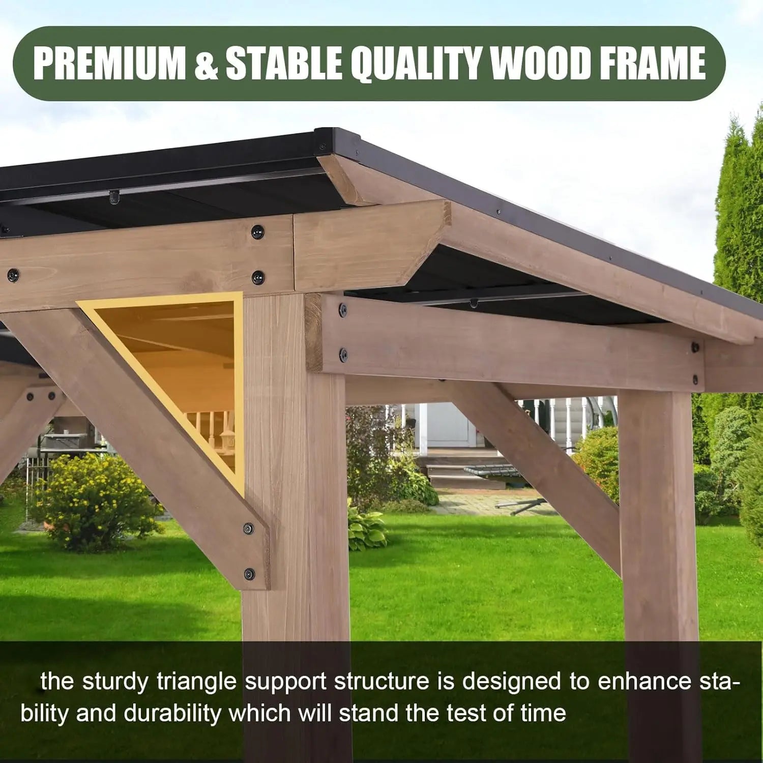 Wood Patio Gazebo – 10 ft × 12 ft Cedar Hardtop Pavilion