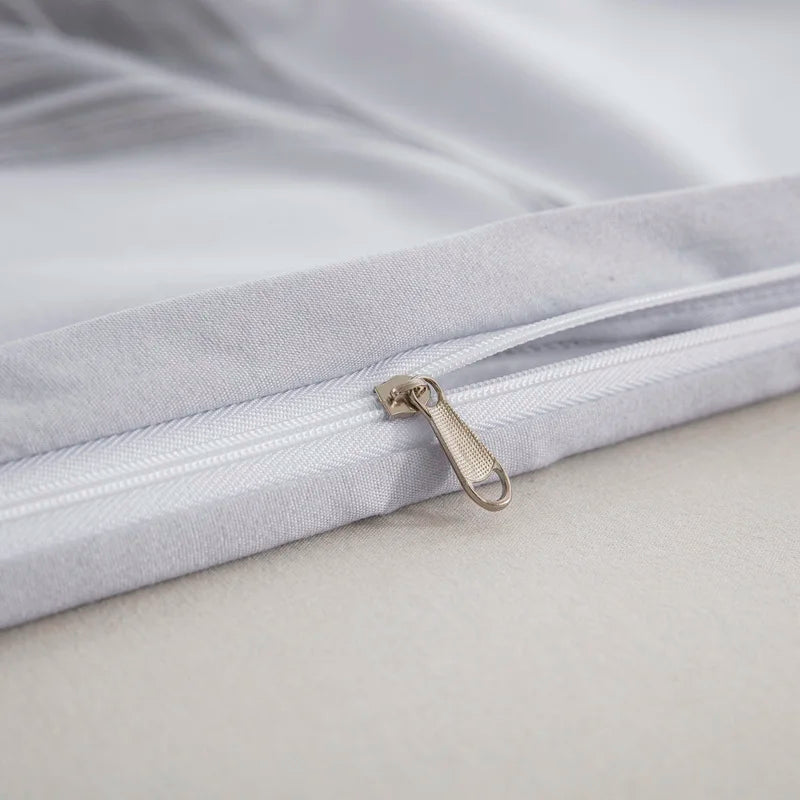 Grey Feather Duvet Cover Full Queen Bird Plume Boho Bedding Set Luxury Soft Reversible White Comforter Cover for Kids Girls Teen