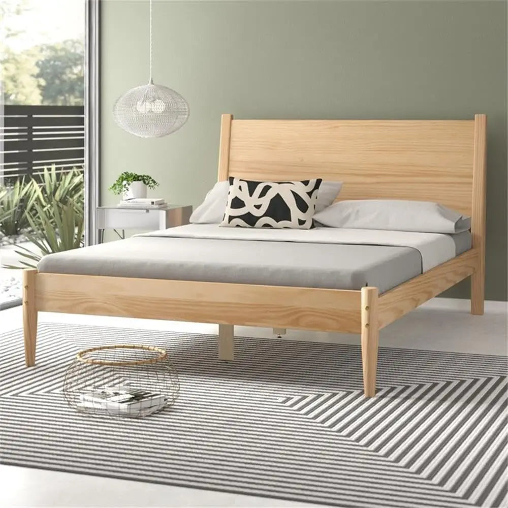 Full Size Solid Wood Bed Frame – Durable Platform Bed for Comfortable Sleep