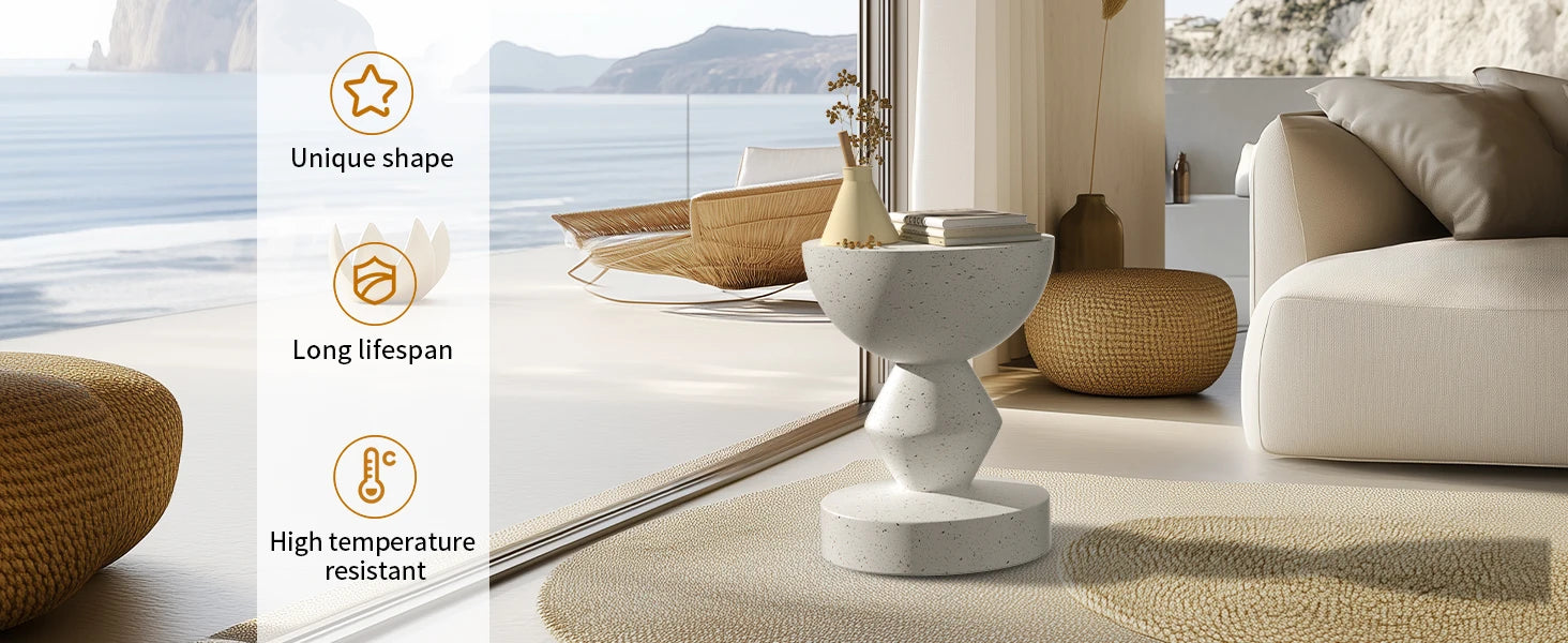 Modern Living Room Sofa Side Indoor End Table Outdoor Accent Table Lightweight Concrete Stool