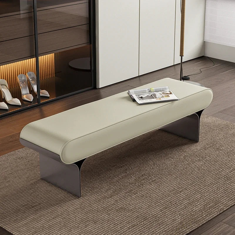 Leather Modern Entryway Bench – Minimalist Upholstered Accent Bench