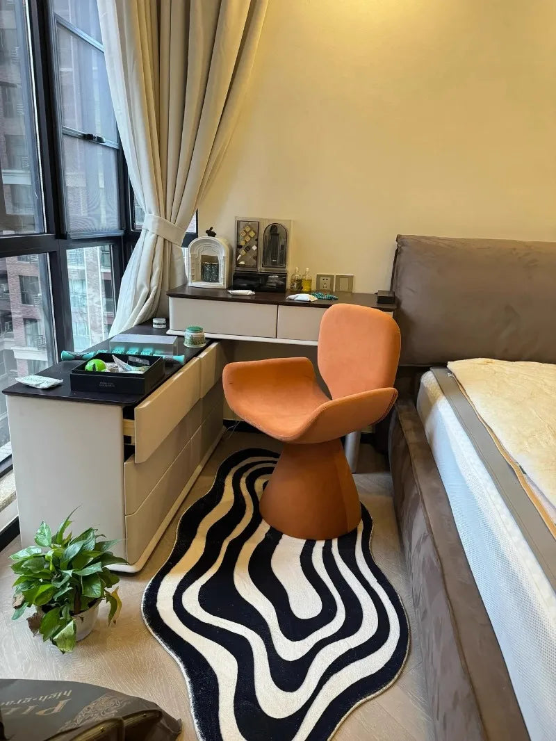 Nordic Solid Wood Swivel Accent Chair – Portable Armchair with Backrest