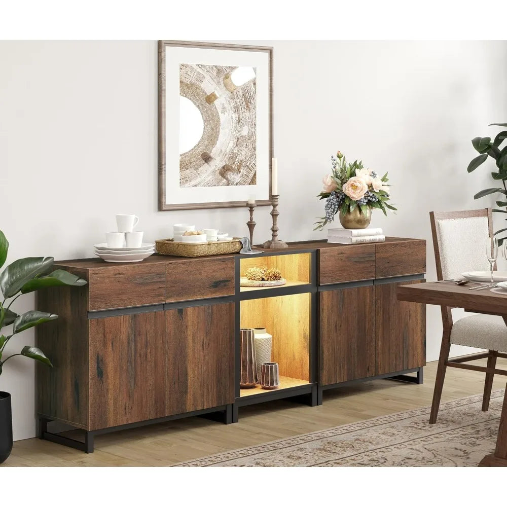 TV Stand for TVs up to 90 inch, 3 in 1 Modern Entertainment Center with Metal Base & 2 Adjustable Shelves, TV Console for Living