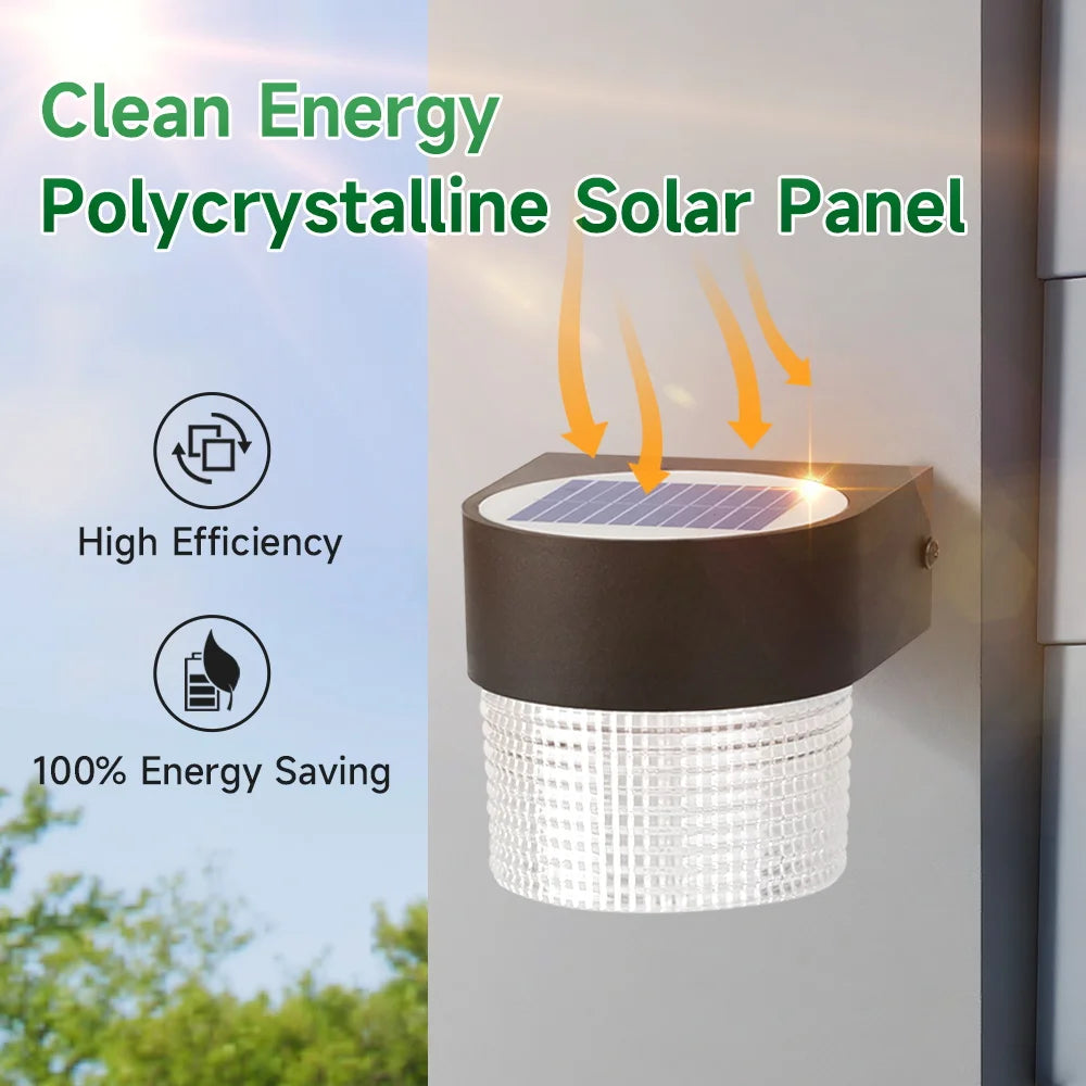 Solar Wall Lamp Outdoor Warm Light Waterproof Up And Down Luminous Lighting Balcony Yard Garden Decoration Lights Exterior Wall