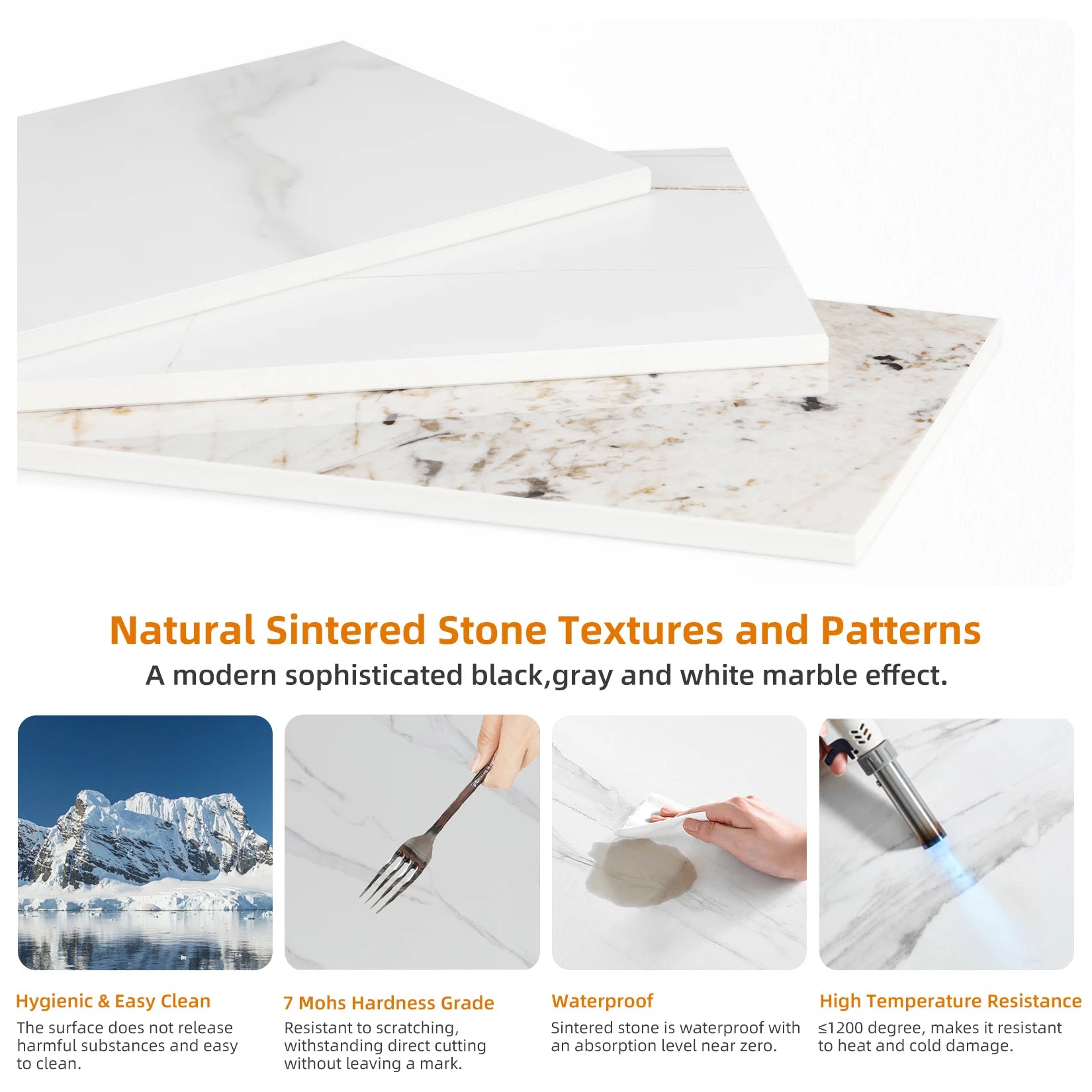 Real Marble Coffee Table Living Room End Side Table 2 Tier Bedside Furniture Black Legs