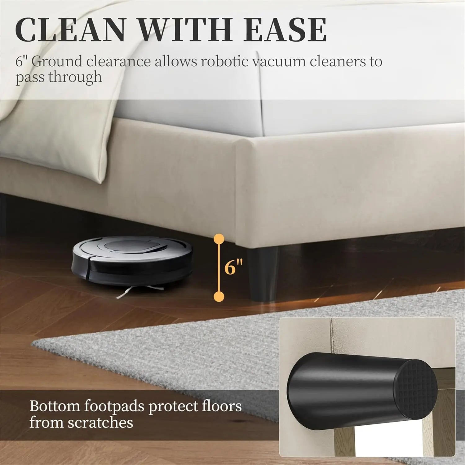 Upholstered Queen Bed Frame – Tufted Headboard with Wooden Slat Support (Beige Velvet)