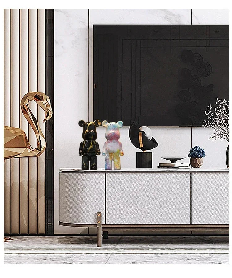 Aesthetic Bear Figure Resin Nordic Bear Statue Figurine Sculpture Luxury Livingroom Decoration Home Ornament Desk Accessories