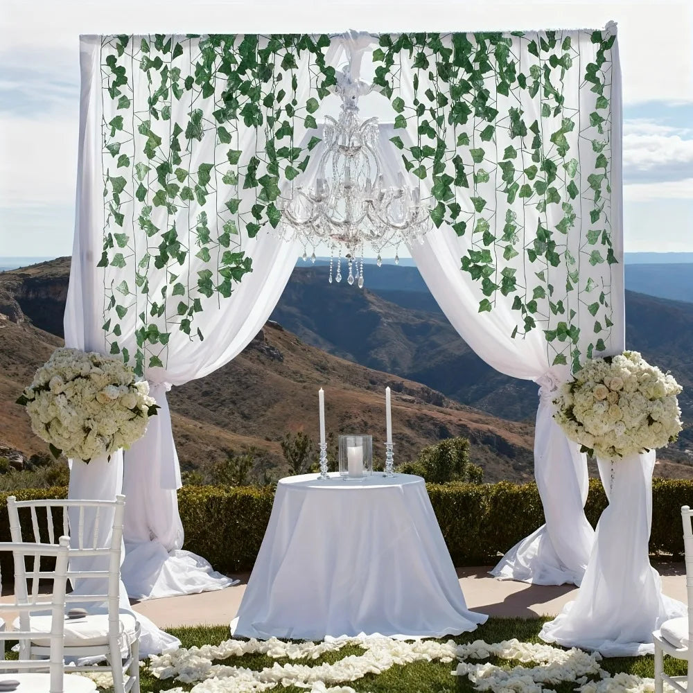 12pcs Long Artificial Ivy Leaves Plastic Realistic Green Hanging Plant with Lush Foliage for Home Garden Wedding Party