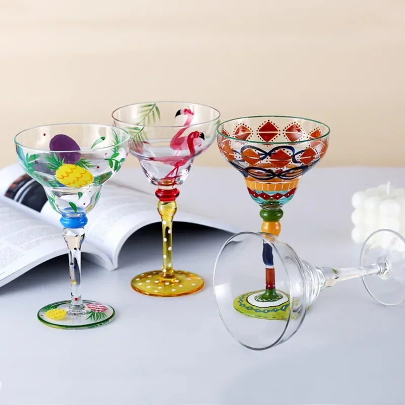 360ml Colorful Margarita Glasses Set Champagne Cocktail Cups Handmade Barware Elegant Home Bar Drinkware Wedding Party