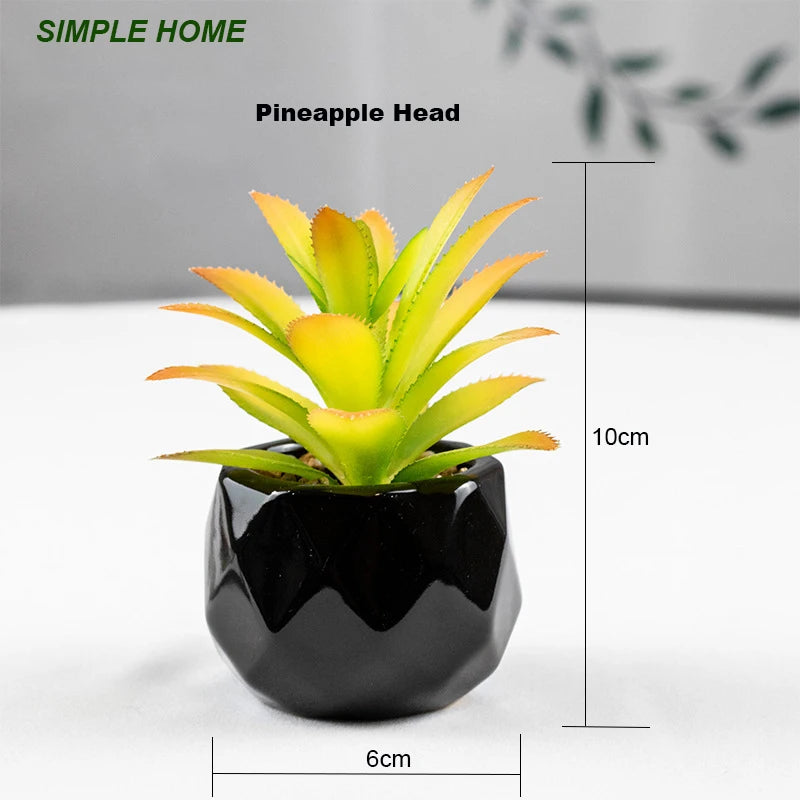 Artificial Succulent Bonsai Plants With Pottery Pot For Room Decoration Office Table Home Garden Decor