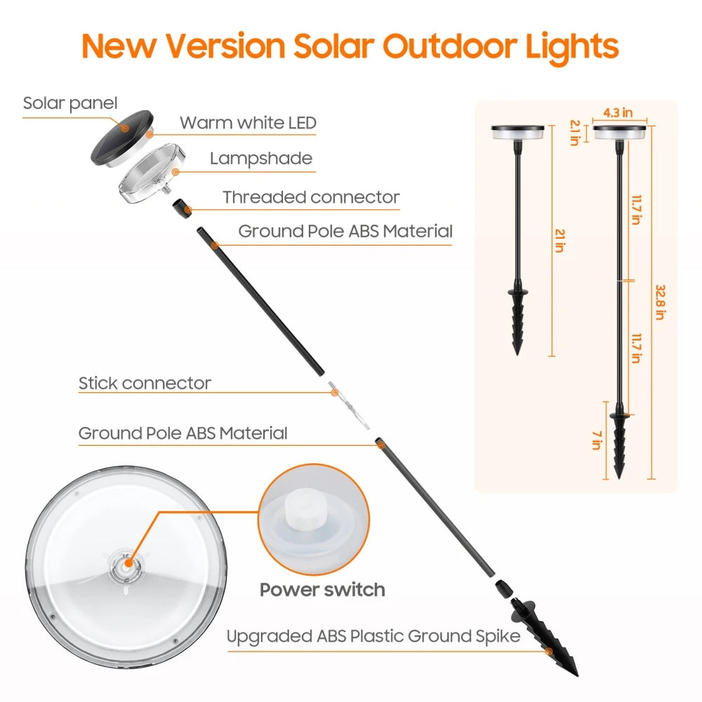 Outdoor Garden Solar Pathway Light Sway by Wind Solar Swaying Lights Bright IP65 Waterproof for Outside Yard Path Patio Lawn