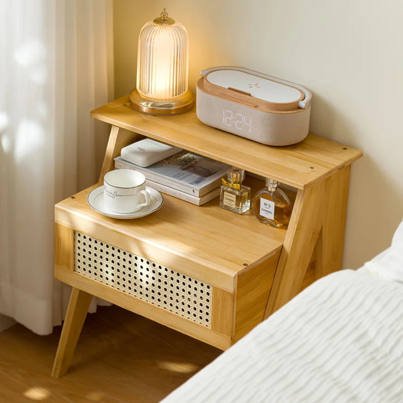 Modern Spa Bedside Storage Cabinet Simple Small Nightstand for Bedroom Home Organization