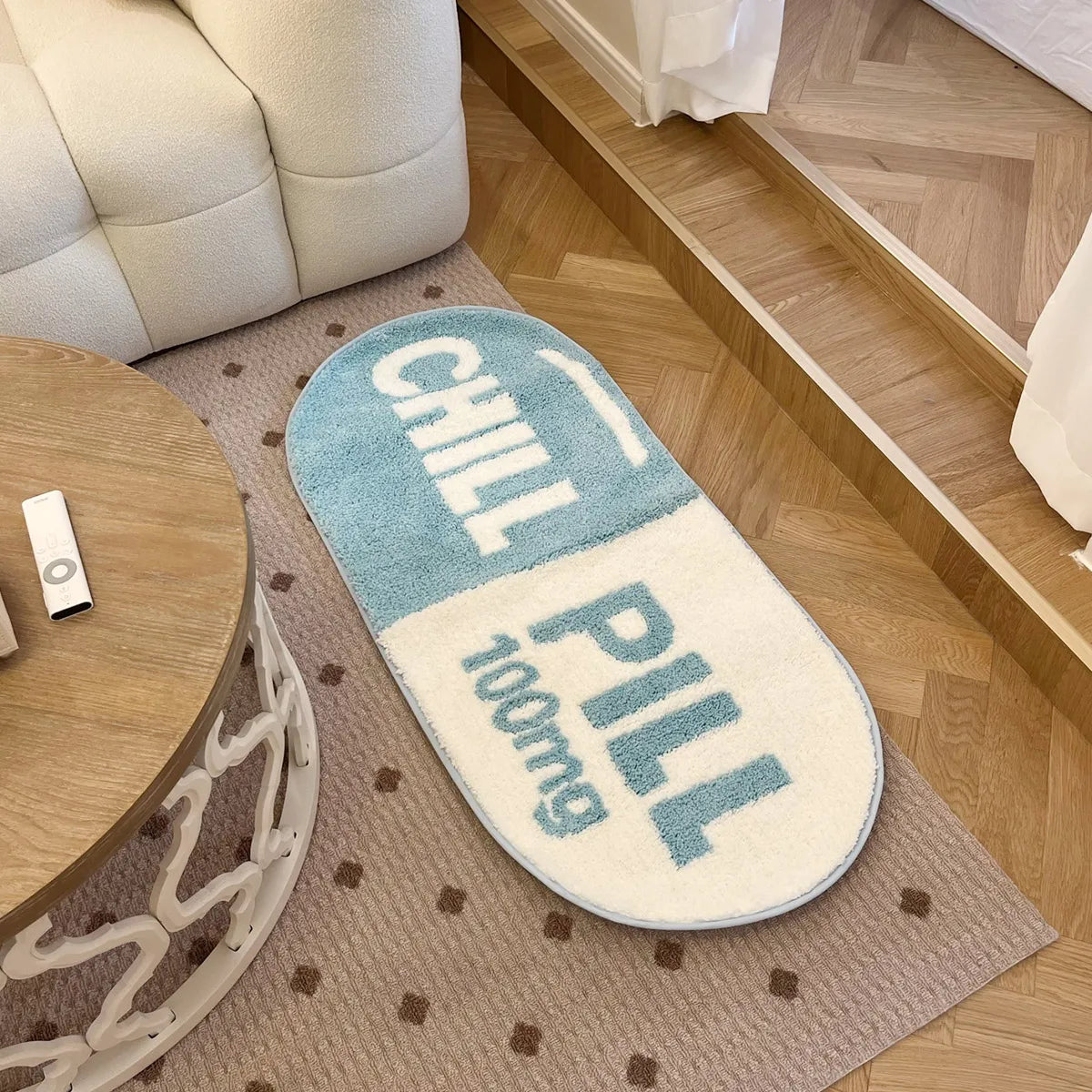 LAKEA Chill Pill Custom Rug Oval Tufted Rug Bath Mat Door Floor Mat Pink Home Decor Carpet Camping Mat Waterproof  Anti-Slip