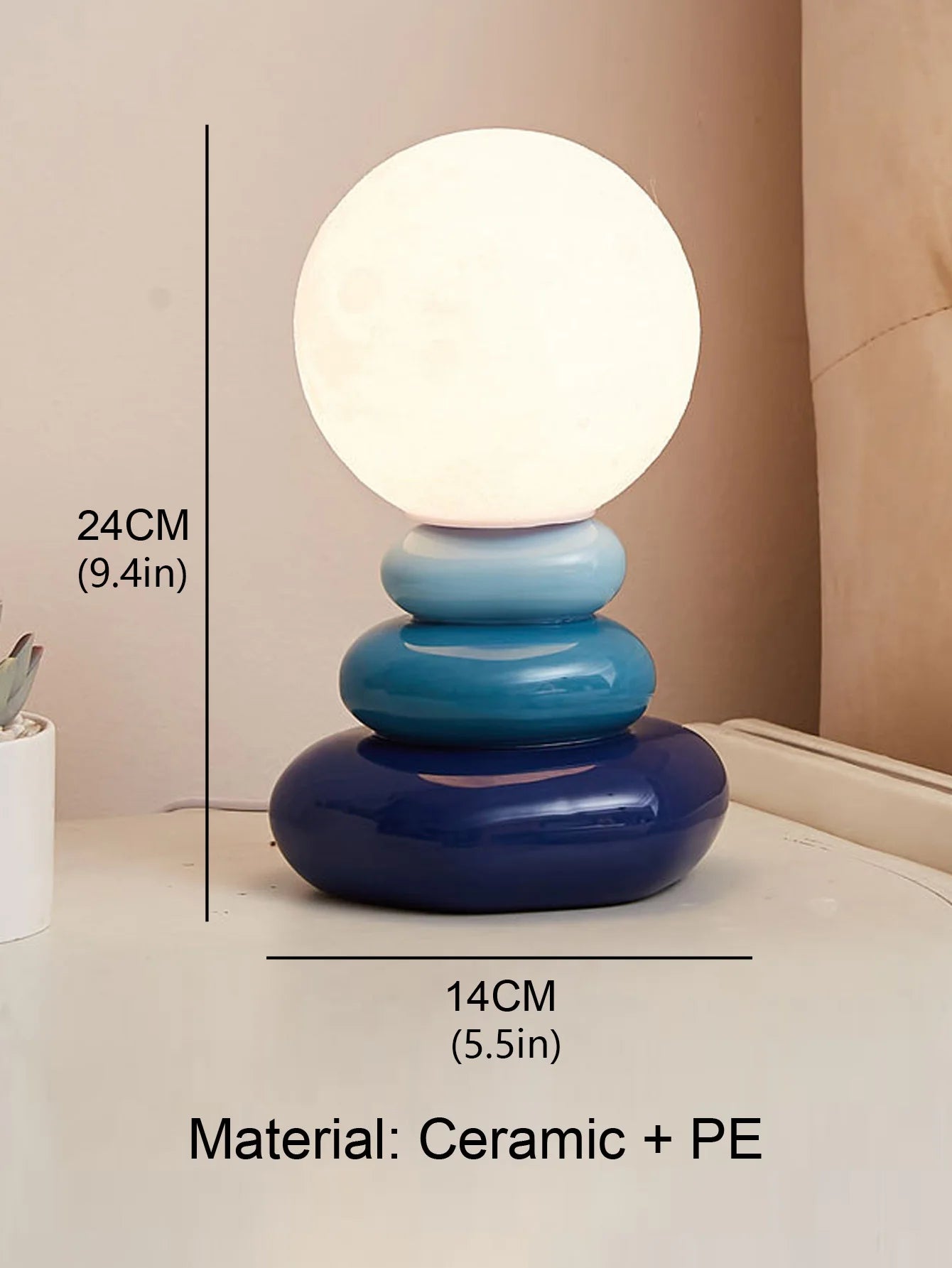 LED Colorful ceramics led table lamp for bedroom desk Mood light Lamp bedside table moon stromatolite Room decorating items