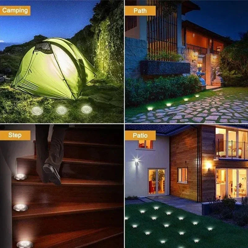 Solar Underground Disk Lights – Outdoor LED Ground Lights (1 / 4 / 8 Pack)