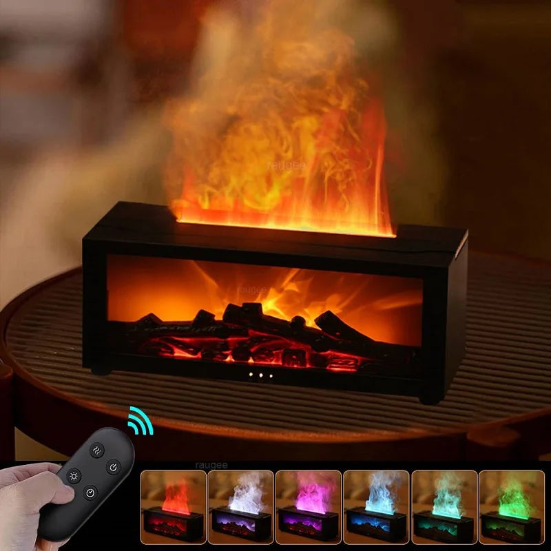 Air Humidifier Essential Oil Diffuser Flame Aroma Humidifier Home Room Fragrance Diffuser with LED Light Aromatherapy Diffuser