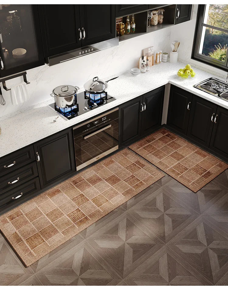 Japanese Kitchen Mat Long Rug Absorbs Water and Oil, Quick-drying, Non-slip Floor Mats, Anti-fall and Dirt-resistant Doormat