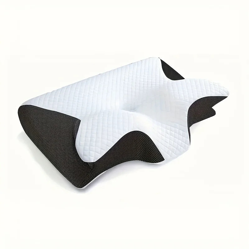 Ergonomic Neck Horn Pillow for Side, Back, and Stomach Sleepers - Contoured Design, Shoulder Relaxation, Soft Yet Firm Support