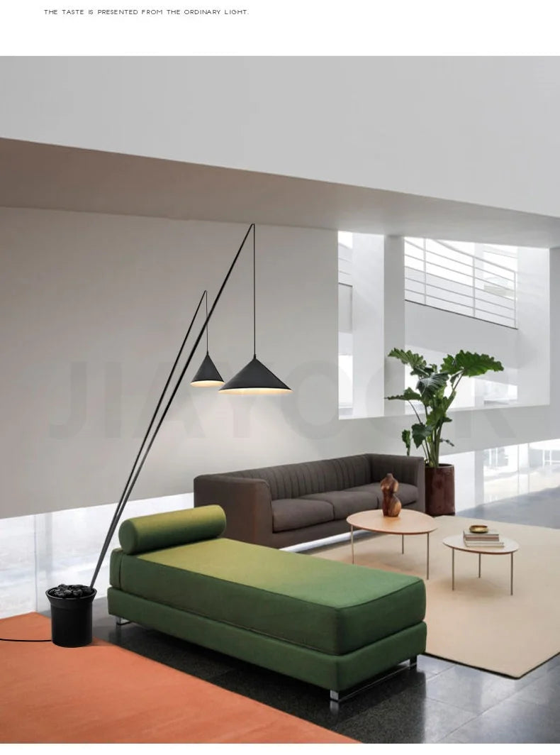 Nordic Floor Lamp Bedroom Living Room Black Standing Light Light Luxury Fishing Lamp Exhibition Hall Decoration Light LED Light