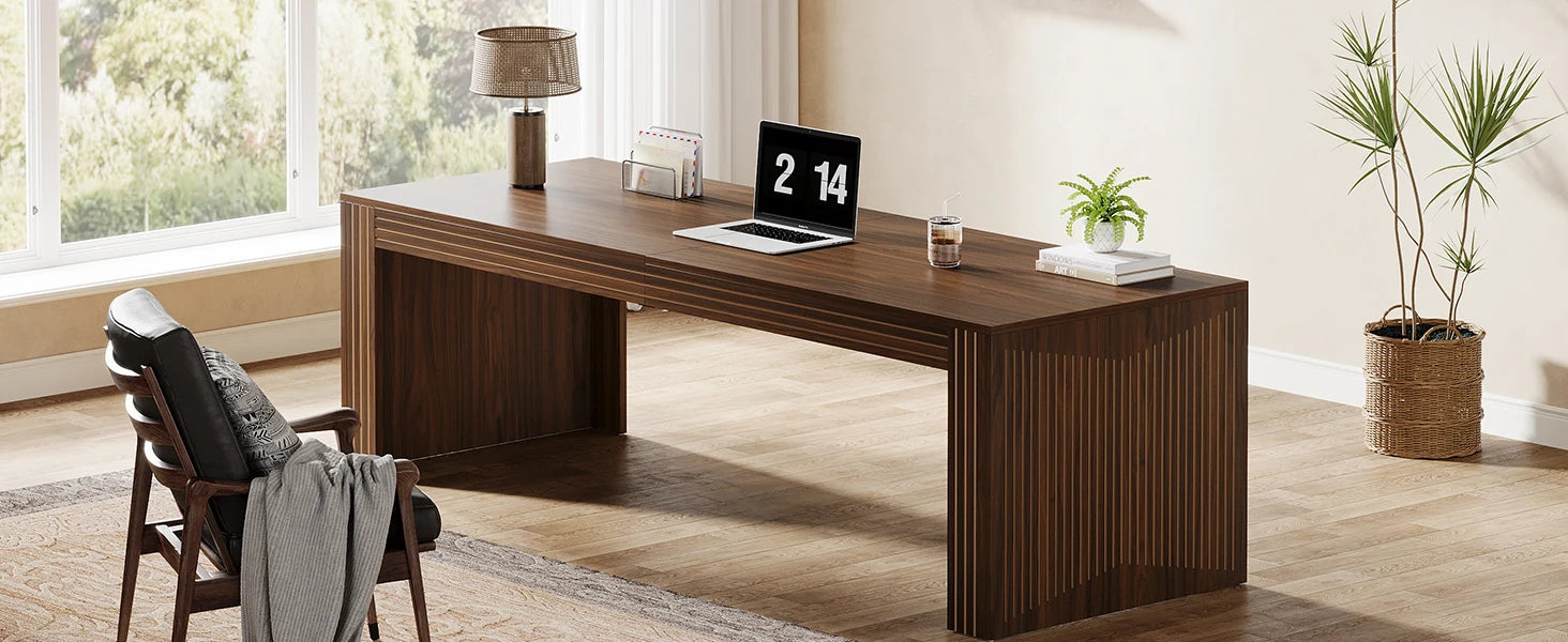Tribesigns 79-Inch Extra Long Desk, Two Person Double Desk for Home Office, Wooden Long Computer Desk Writing Table for Office