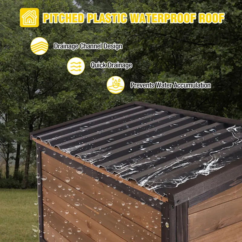 Wooden Garden Shed with Iron Frame | 3-Tier Adjustable Shelves