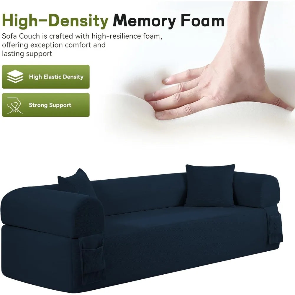 3 Seater Cloud Sofa in a Box Memory Foam Floor Couch with Storage Bag And 2 Pillows Boneless Sofa Bed for Living Room