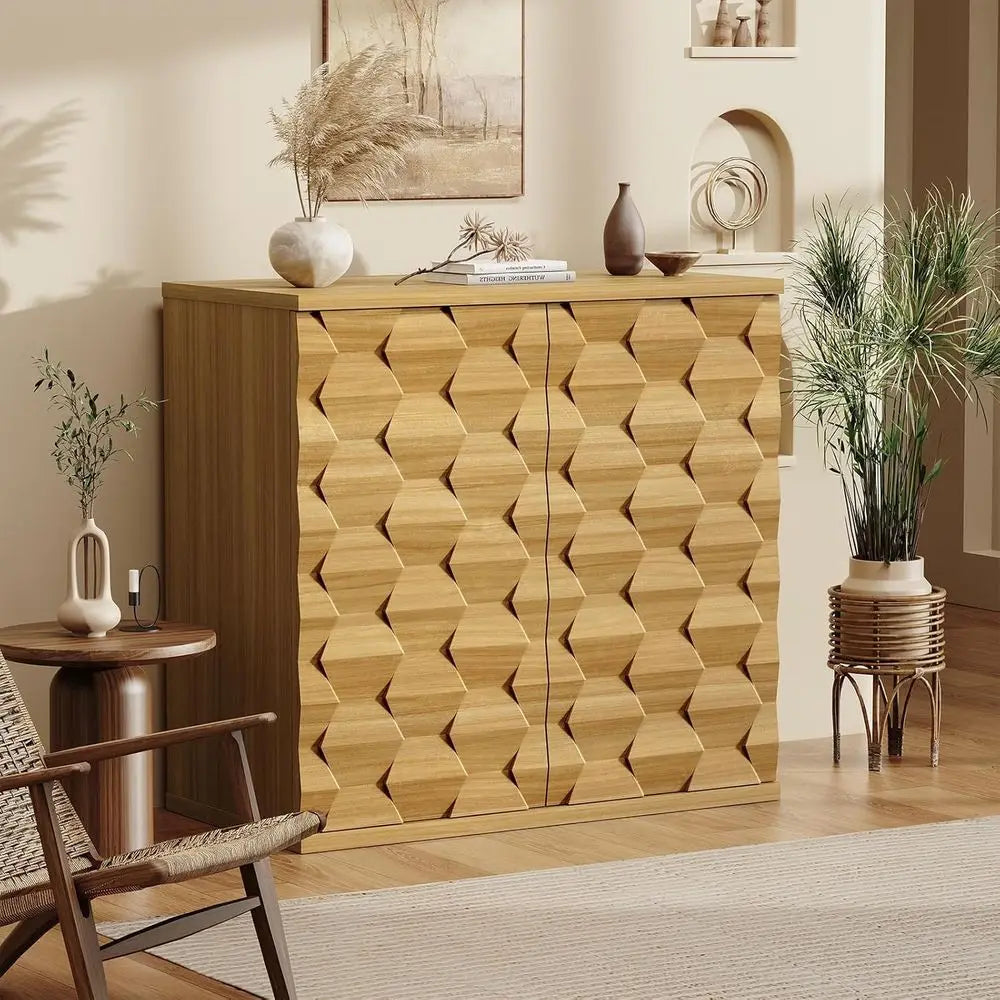 2-Pack Modern Sideboard Console Tables with Doors and Shelves, 31.5 Buffet Cabinet for Dining, Kitchen, Living Room, and Entrywa