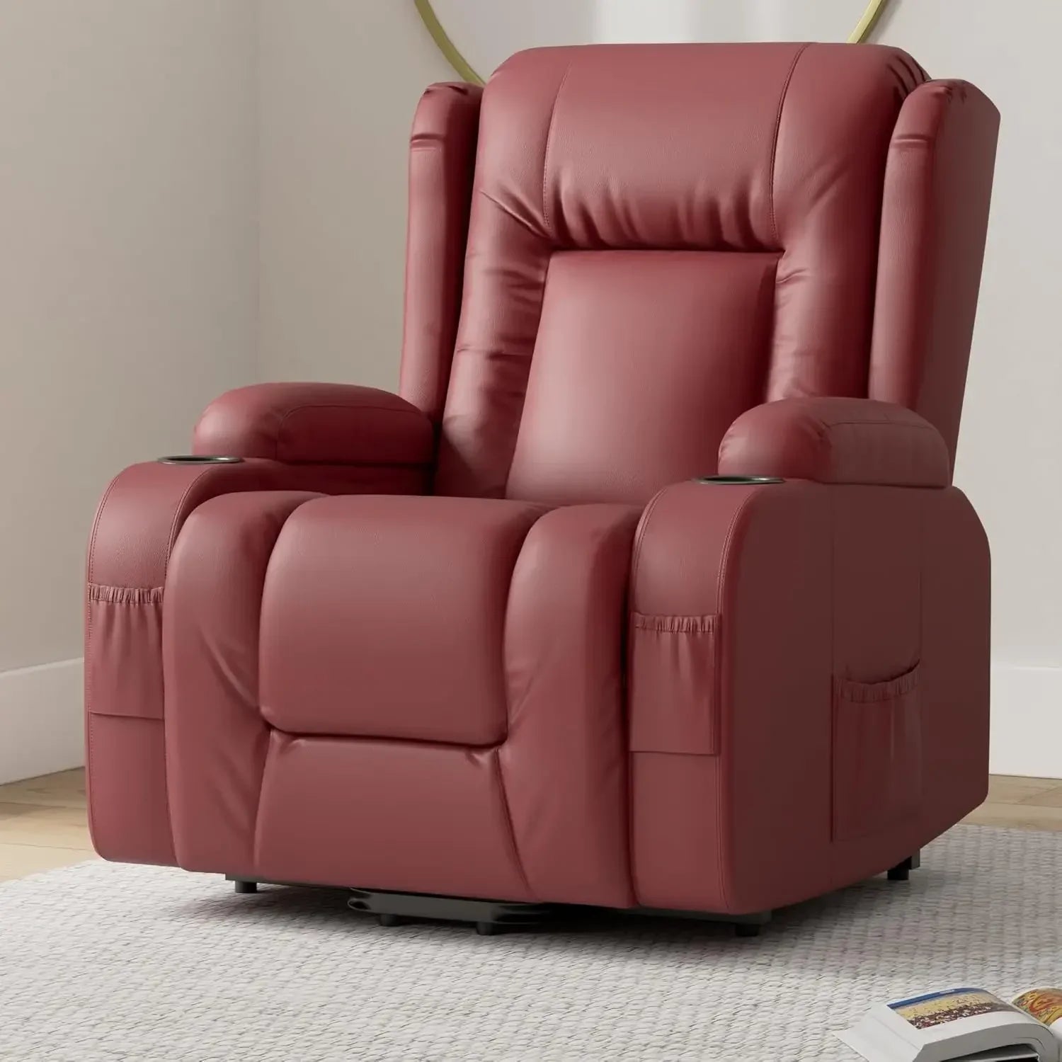 PU Leather Electric Power Lift Chair, Recliner Massage Chair, Adjustable Furniture for Back, Legs w/ 3 Positions, USB Port,