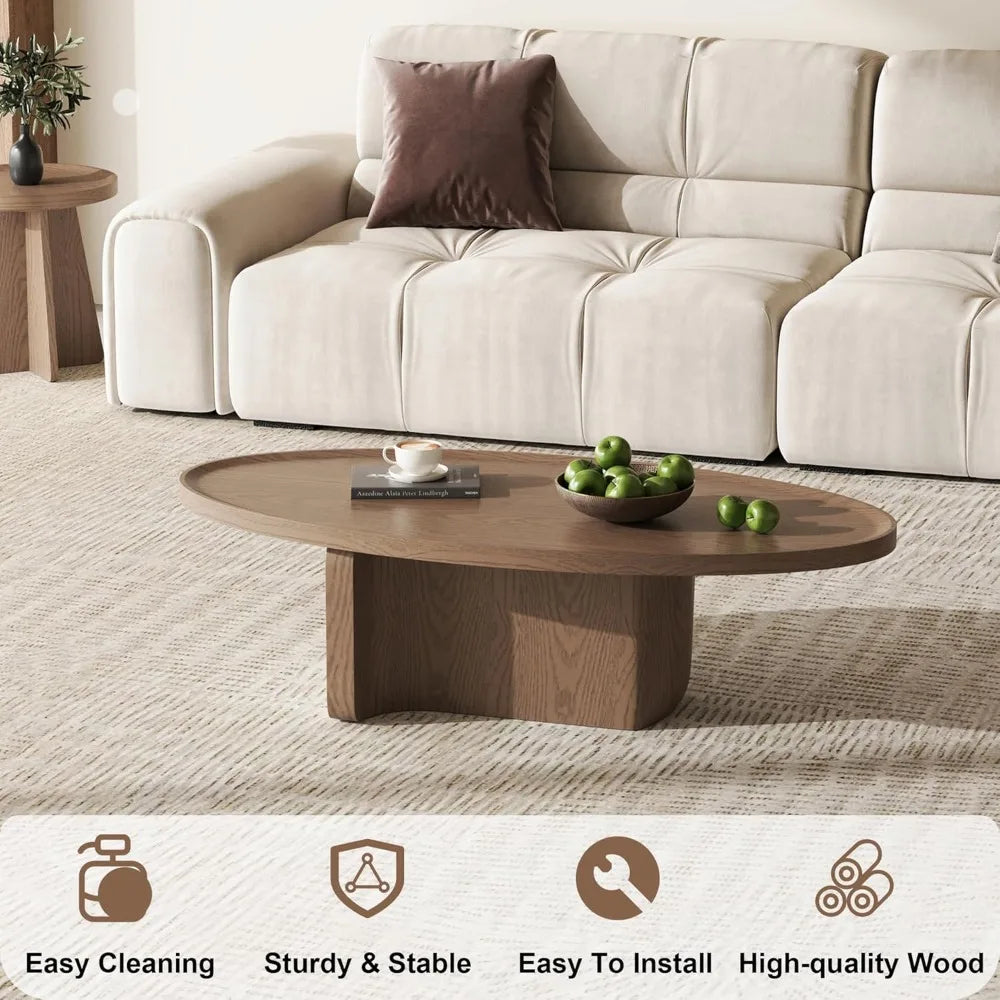 Round Wood Coffee Table – Mid-Century Modern Small Nesting Side Tables