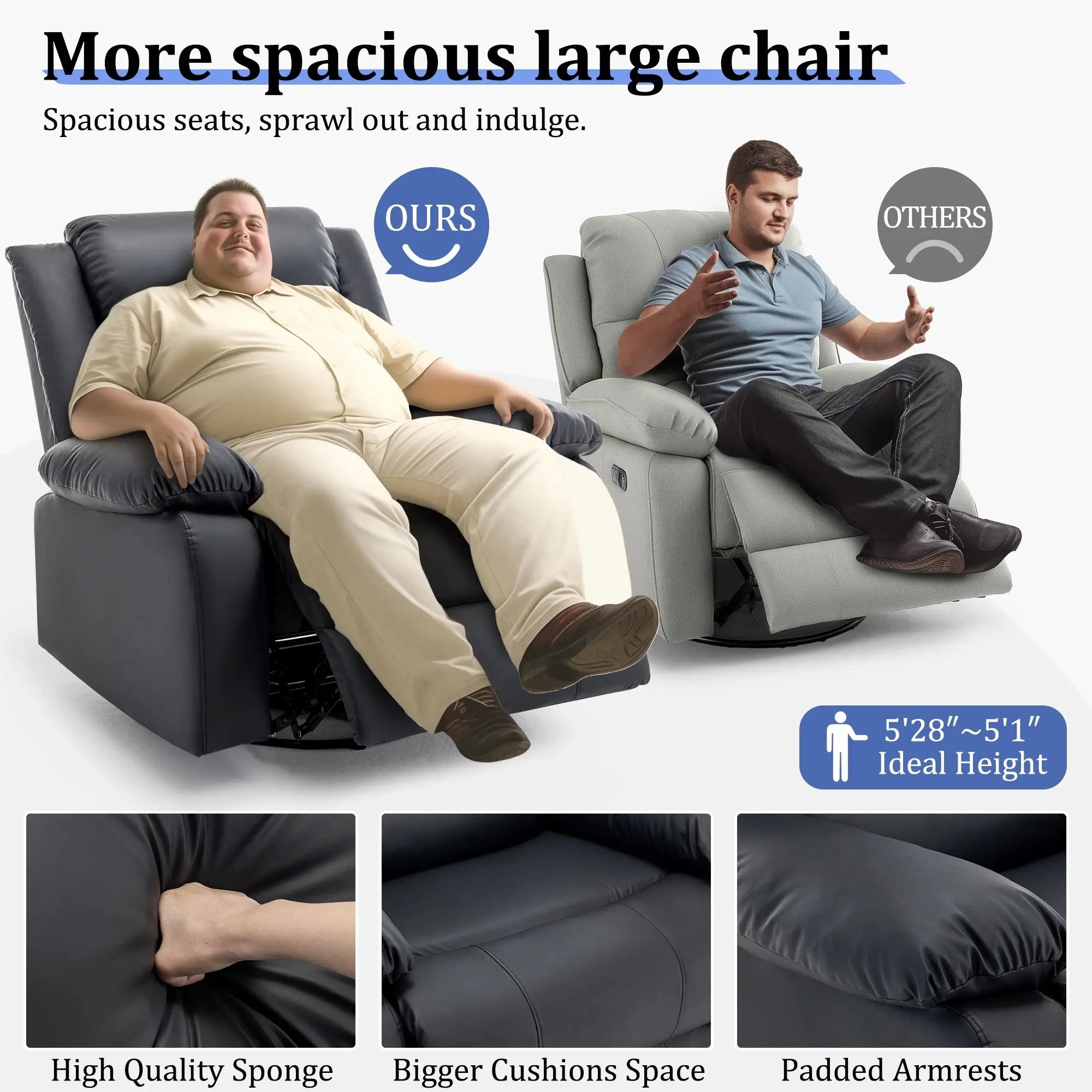 Modern Single Recliner Sofa Salon Furniture Lounge Massager Adults Rocking Chair for Bedroom Living Room Furniture