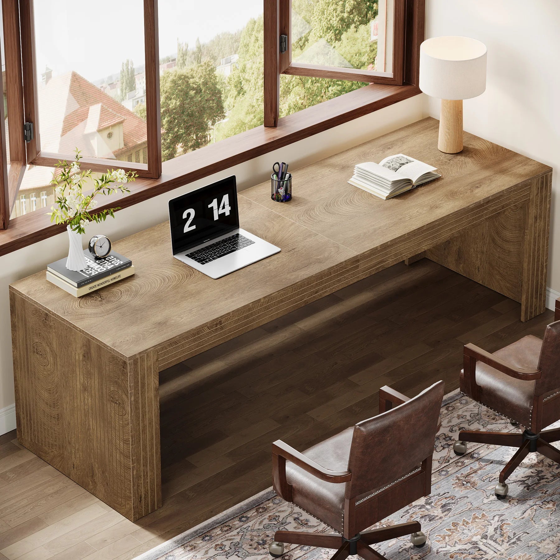 Tribesigns 79-Inch Extra Long Desk, Two Person Double Desk for Home Office, Wooden Long Computer Desk Writing Table for Office