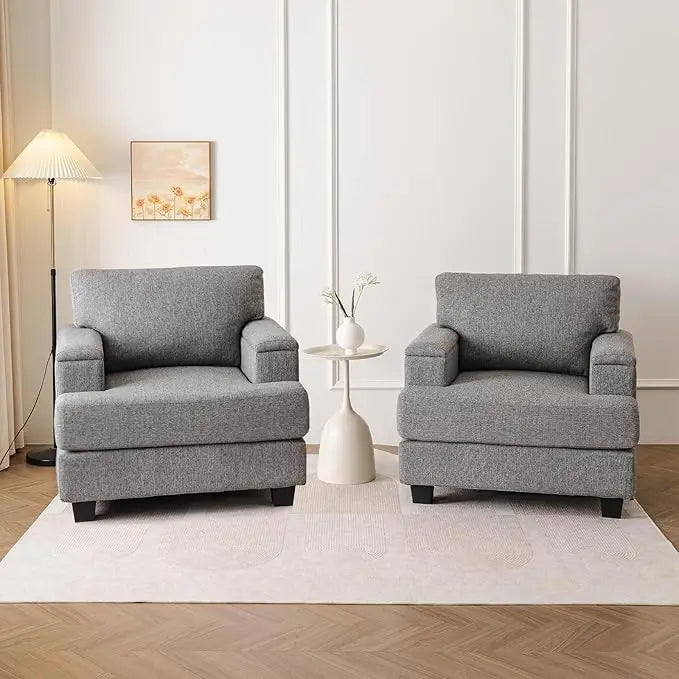 Oversized Accent Chairs – Set of 2 Upholstered Living Room Armchairs