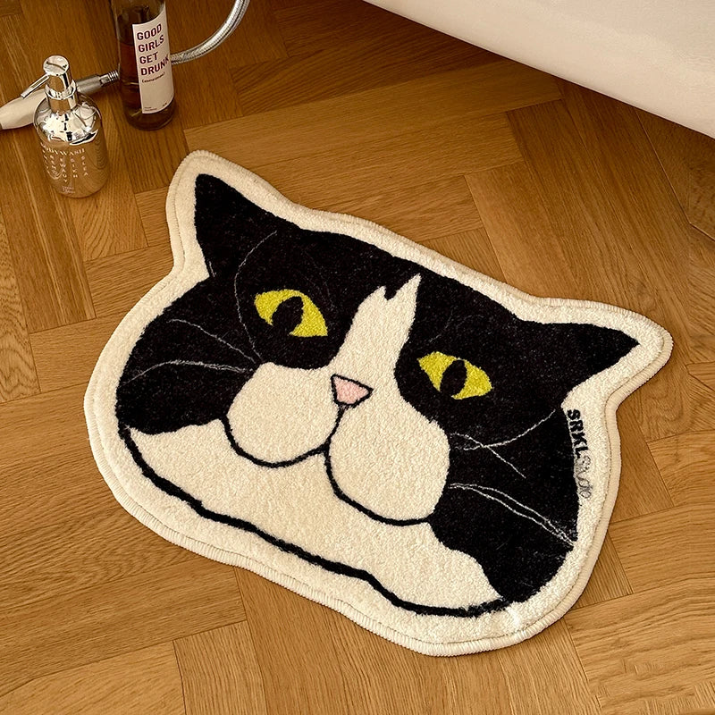 VIKAMA Adorable Kitten Bath Mat Insulated & Machine Washable Bathroom Mat Bedroom Entrance Rug Bedside Carpet Home Decor